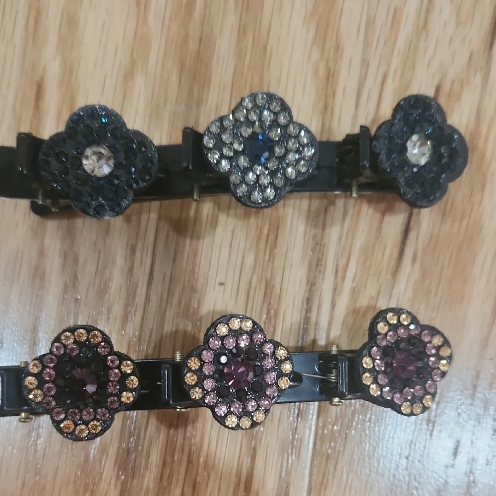 Chic Black and Purple Crystal Hair Clips